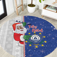 Cape Verde Christmas Round Carpet Black Santa Felix Natal - Wonder Print Shop