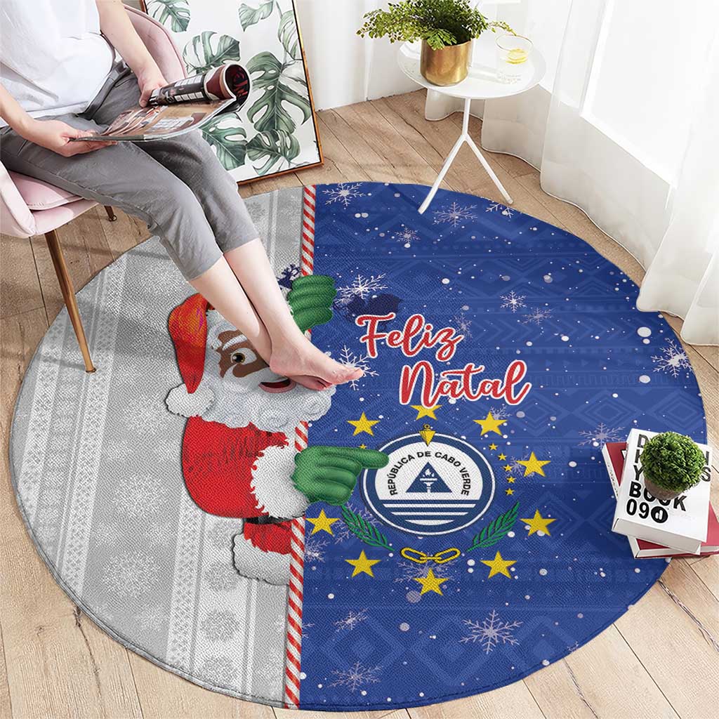 Cape Verde Christmas Round Carpet Black Santa Felix Natal - Wonder Print Shop