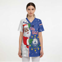 Cape Verde Christmas Scrub Top Black Santa Felix Natal - Wonder Print Shop