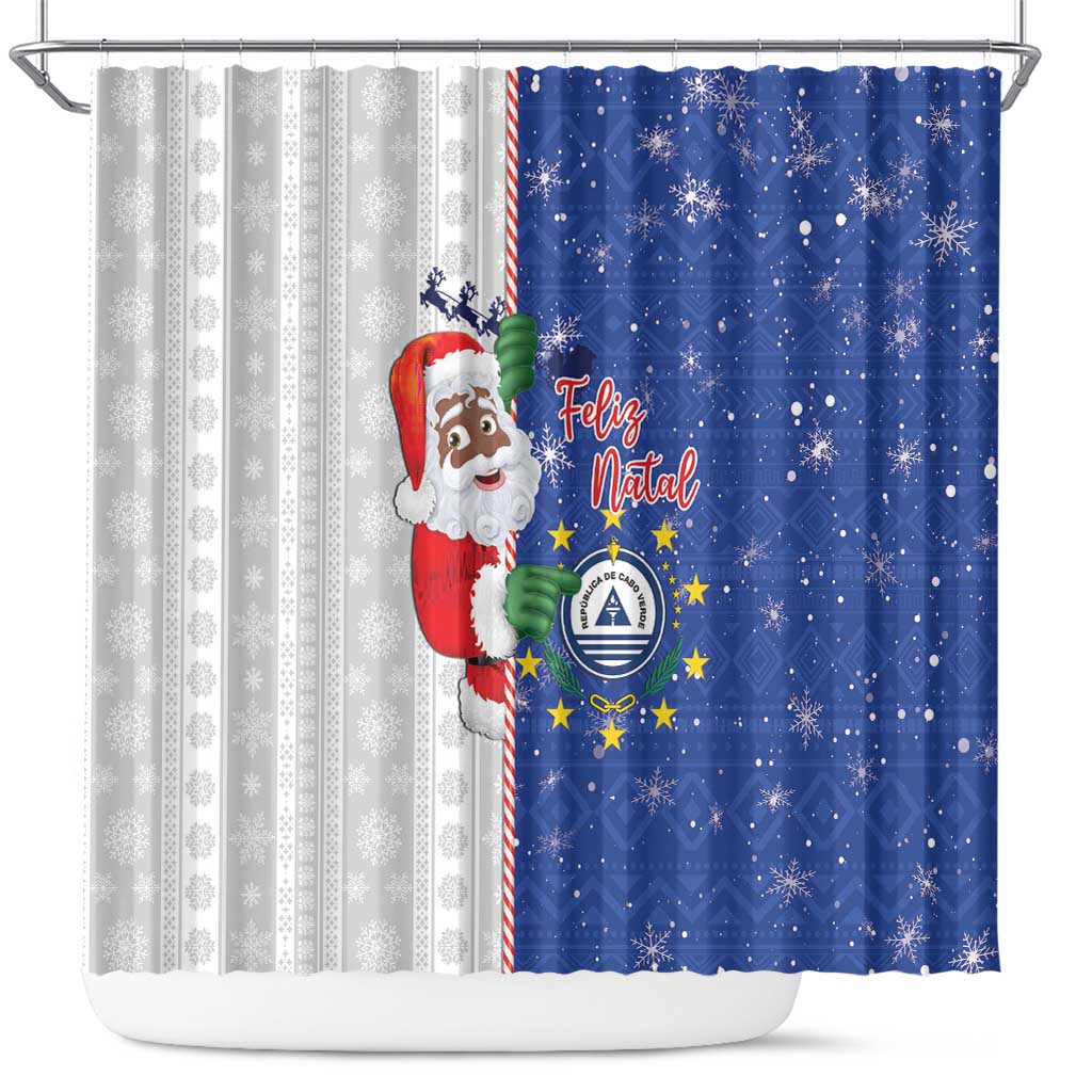 Cape Verde Christmas Shower Curtain Black Santa Felix Natal - Wonder Print Shop