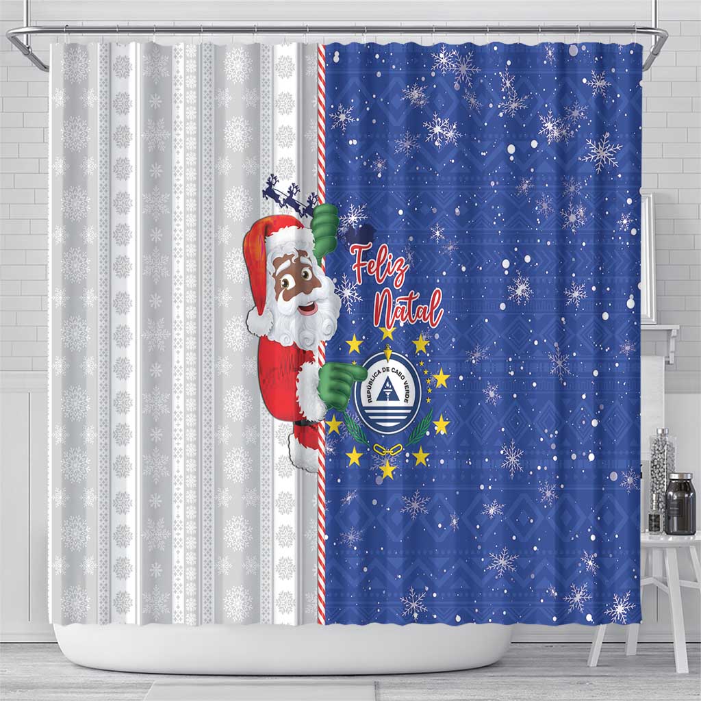 Cape Verde Christmas Shower Curtain Black Santa Felix Natal - Wonder Print Shop