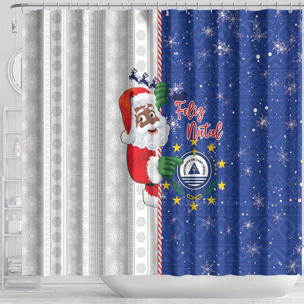 Cape Verde Christmas Shower Curtain Black Santa Felix Natal - Wonder Print Shop