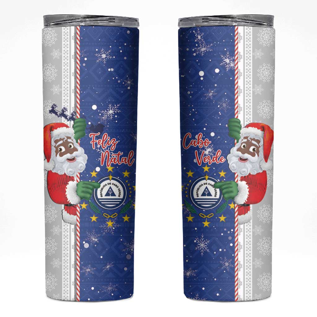 Cape Verde Christmas Skinny Tumbler Black Santa Felix Natal - Wonder Print Shop