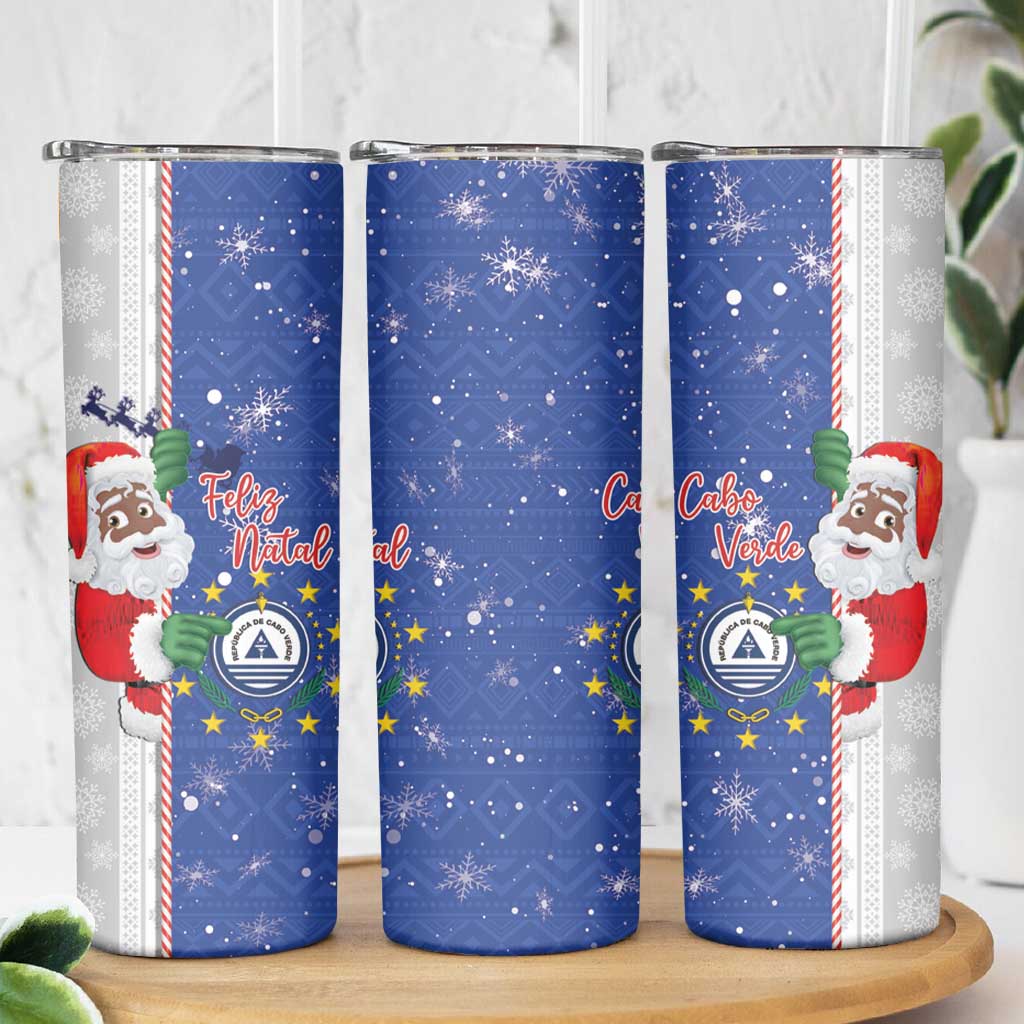 Cape Verde Christmas Skinny Tumbler Black Santa Felix Natal - Wonder Print Shop
