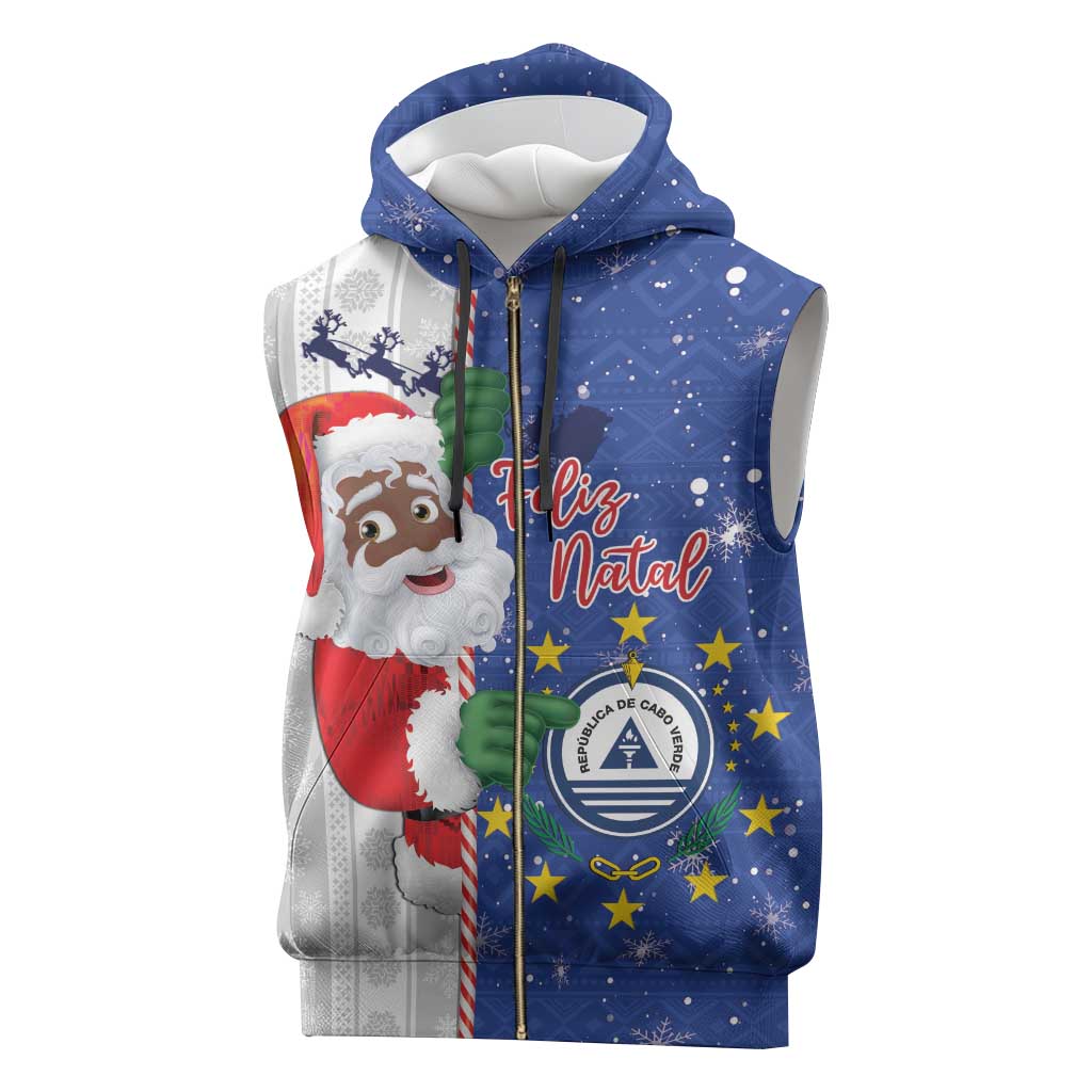 Cape Verde Christmas Sleeveless Zip Hoodie Black Santa Felix Natal - Wonder Print Shop