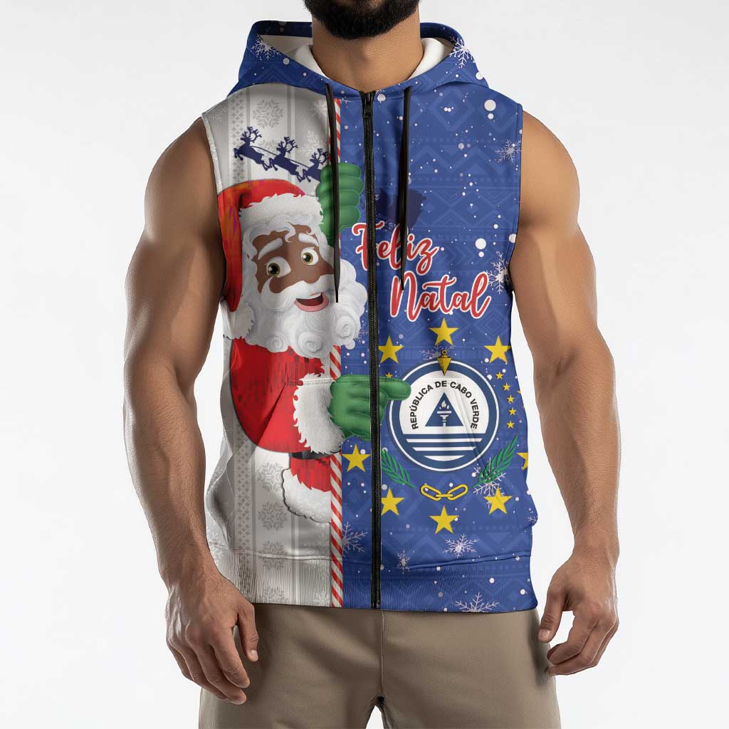 Cape Verde Christmas Sleeveless Zip Hoodie Black Santa Felix Natal - Wonder Print Shop