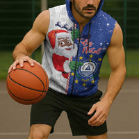 Cape Verde Christmas Sleeveless Zip Hoodie Black Santa Felix Natal - Wonder Print Shop