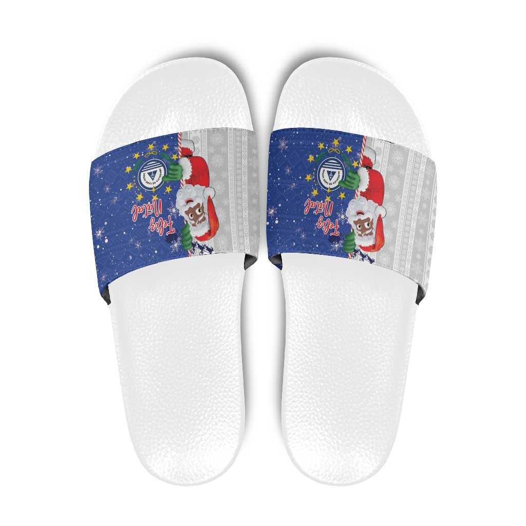 Cape Verde Christmas Slide Sandals Black Santa Felix Natal - Wonder Print Shop
