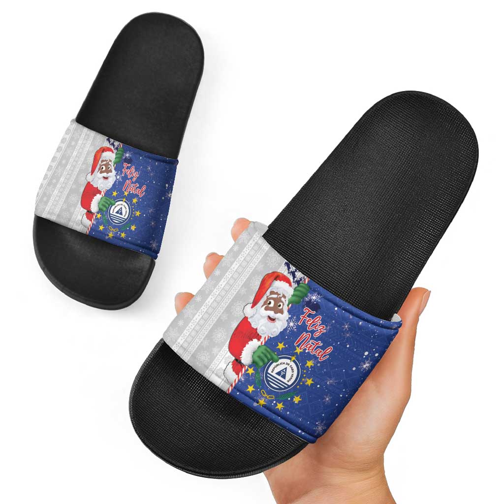 Cape Verde Christmas Slide Sandals Black Santa Felix Natal - Wonder Print Shop