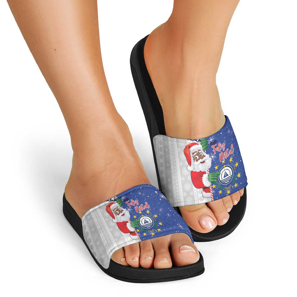 Cape Verde Christmas Slide Sandals Black Santa Felix Natal - Wonder Print Shop