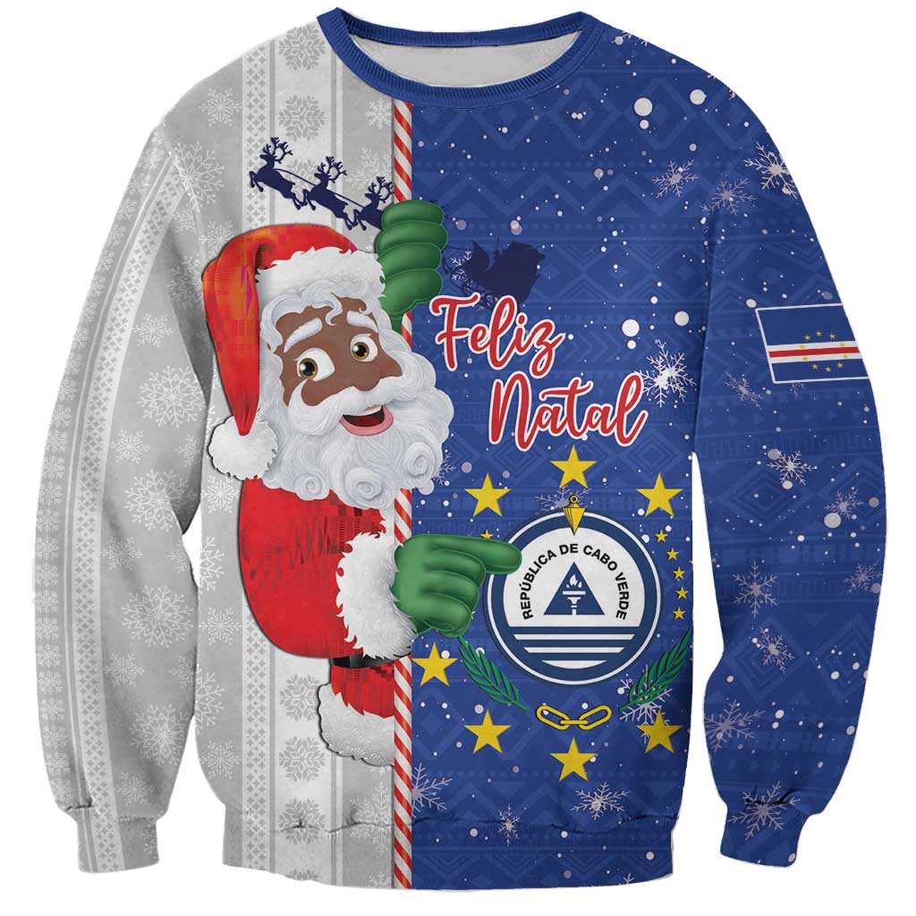 Cape Verde Christmas Sweatshirt Black Santa Felix Natal - Wonder Print Shop