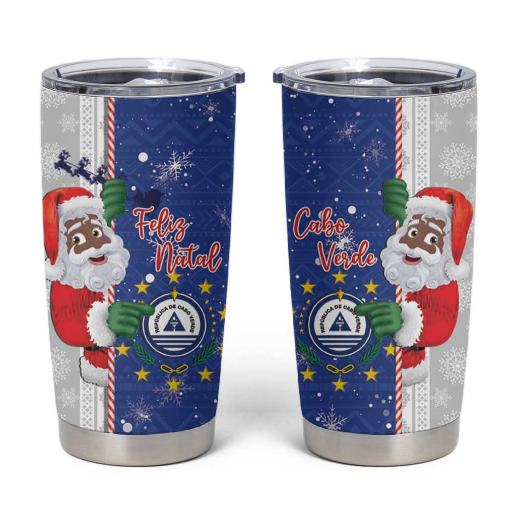 Cape Verde Christmas Tumbler Cup Black Santa Felix Natal - Wonder Print Shop