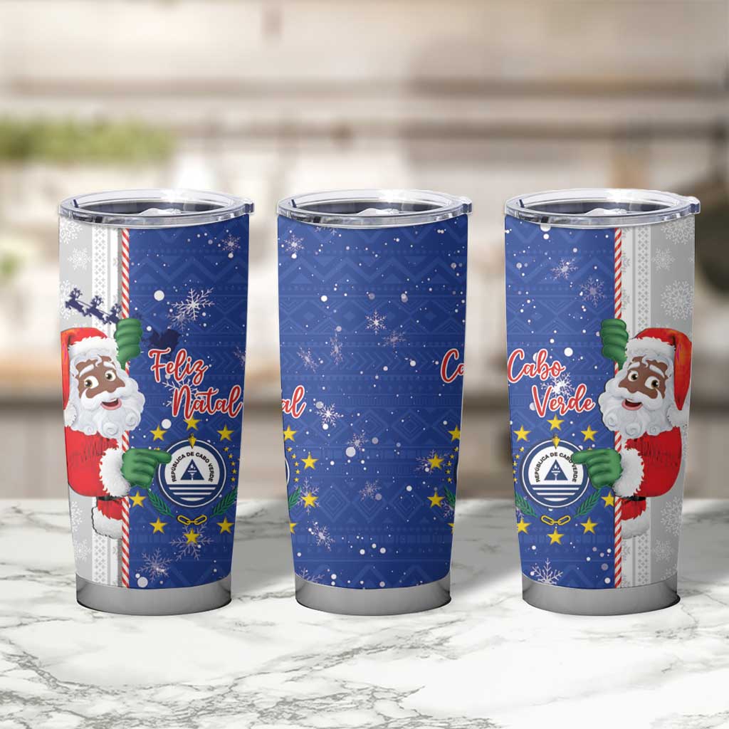 Cape Verde Christmas Tumbler Cup Black Santa Felix Natal - Wonder Print Shop