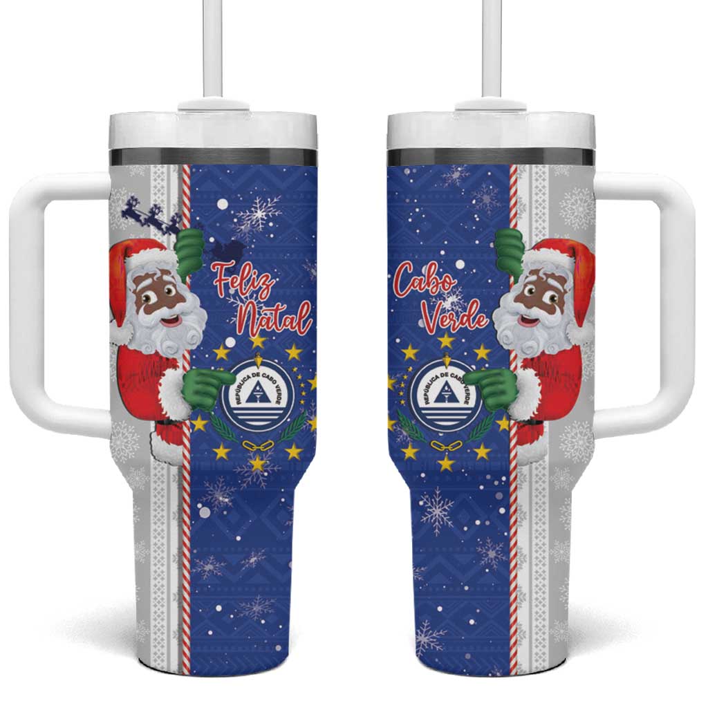 Cape Verde Christmas Tumbler With Handle Black Santa Felix Natal - Wonder Print Shop