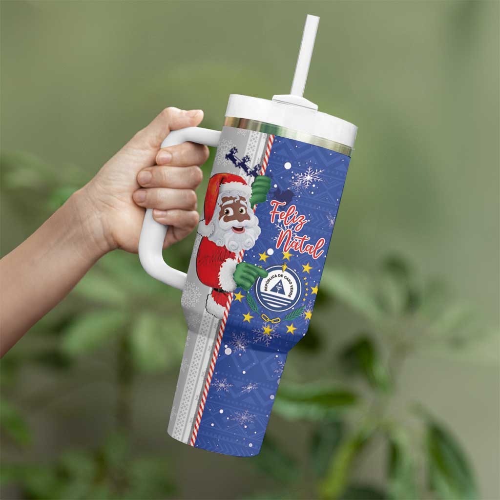 Cape Verde Christmas Tumbler With Handle Black Santa Felix Natal - Wonder Print Shop