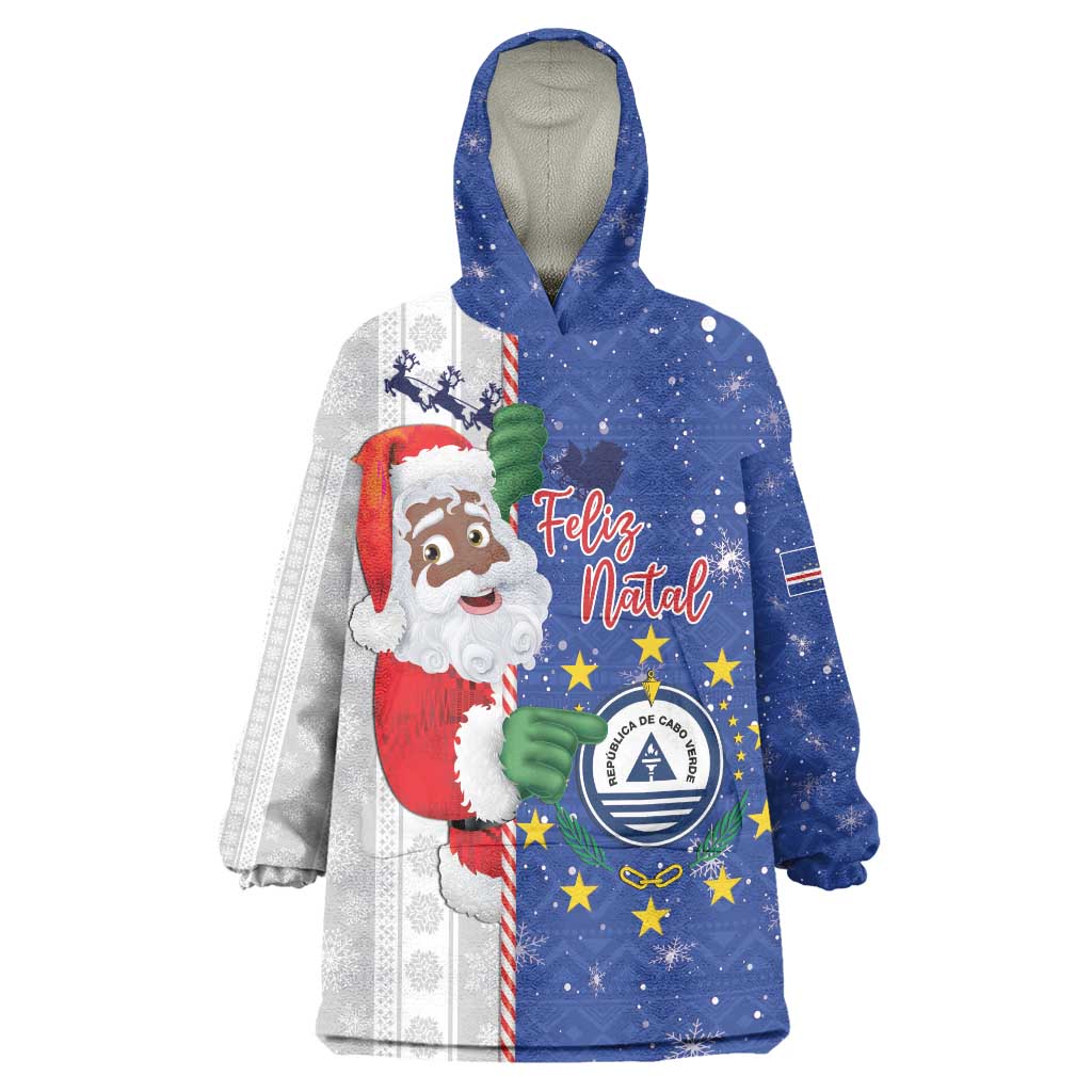 Cape Verde Christmas Wearable Blanket Hoodie Black Santa Felix Natal - Wonder Print Shop