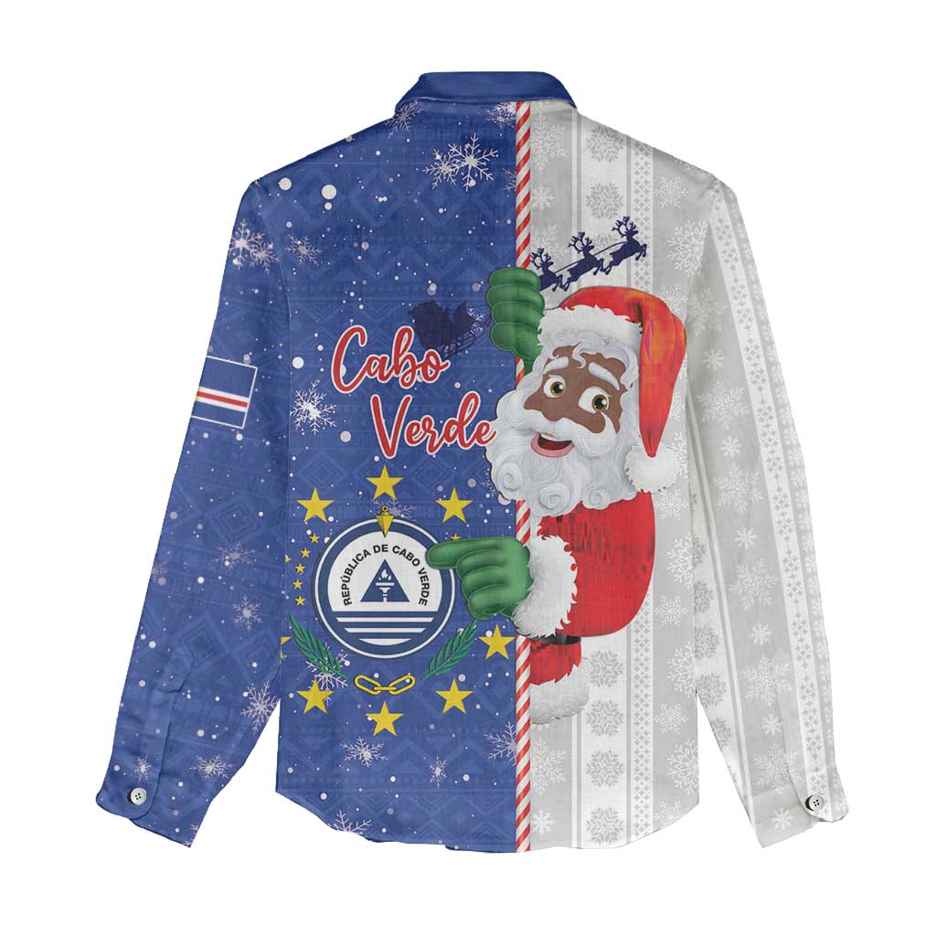 Cape Verde Christmas Women Casual Shirt Black Santa Felix Natal - Wonder Print Shop