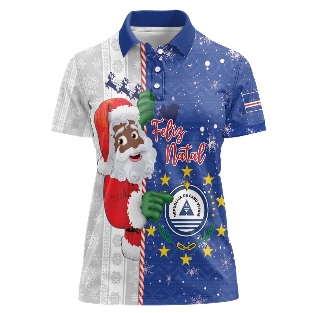 Cape Verde Christmas Women Polo Shirt Black Santa Felix Natal - Wonder Print Shop