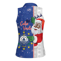 Cape Verde Christmas Women Sleeveless Polo Shirt Black Santa Felix Natal - Wonder Print Shop