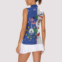 Cape Verde Christmas Women Sleeveless Polo Shirt Black Santa Felix Natal - Wonder Print Shop