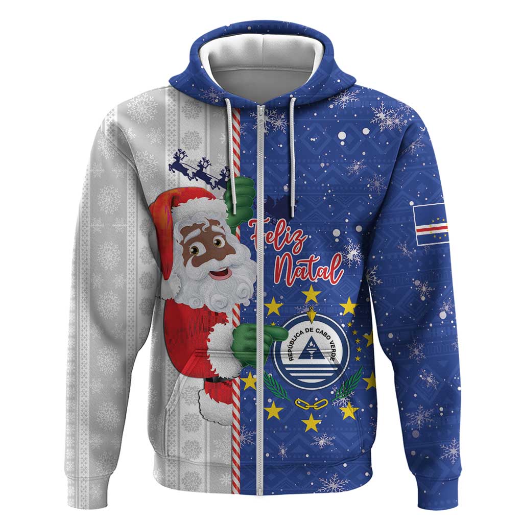 Cape Verde Christmas Zip Hoodie Black Santa Felix Natal - Wonder Print Shop
