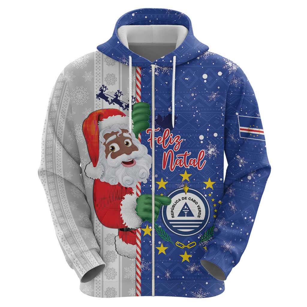 Cape Verde Christmas Zip Hoodie Black Santa Felix Natal - Wonder Print Shop