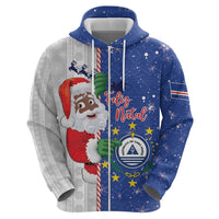 Cape Verde Christmas Zip Hoodie Black Santa Felix Natal - Wonder Print Shop