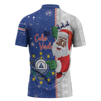 Cape Verde Christmas Zipper Polo Shirt Black Santa Felix Natal - Wonder Print Shop