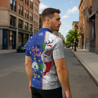 Cape Verde Christmas Zipper Polo Shirt Black Santa Felix Natal - Wonder Print Shop