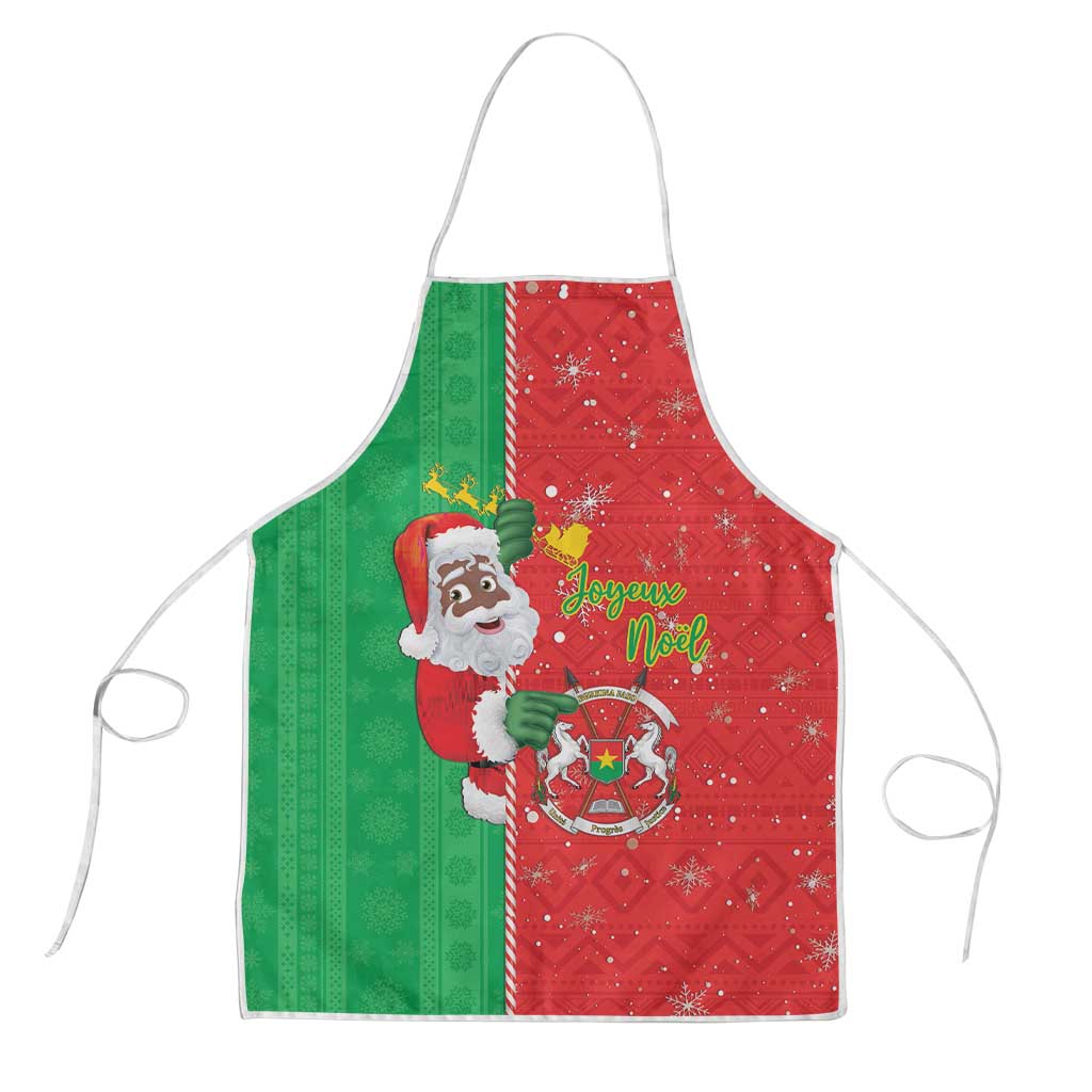 Burkina Faso Christmas Apron Black Santa Joyeux Noel - Wonder Print Shop