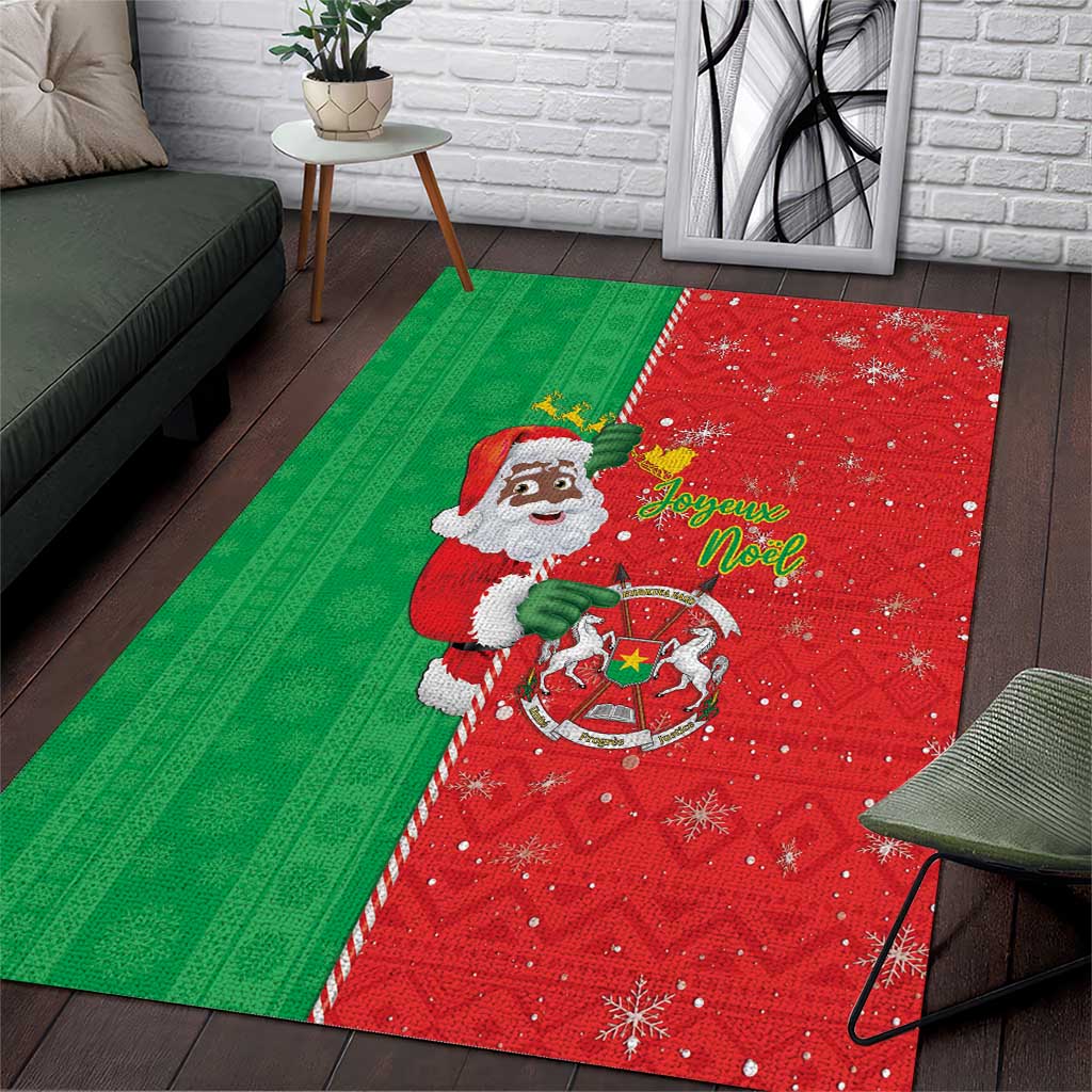 Burkina Faso Christmas Area Rug Black Santa Joyeux Noel - Wonder Print Shop