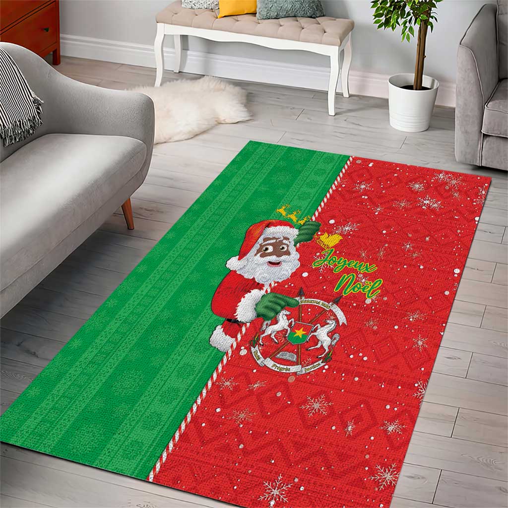 Burkina Faso Christmas Area Rug Black Santa Joyeux Noel - Wonder Print Shop