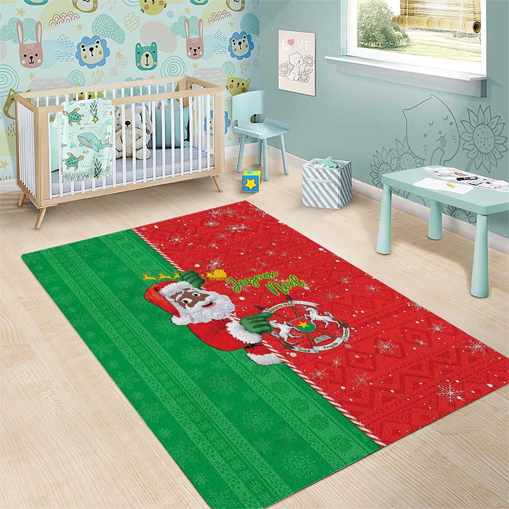 Burkina Faso Christmas Area Rug Black Santa Joyeux Noel - Wonder Print Shop