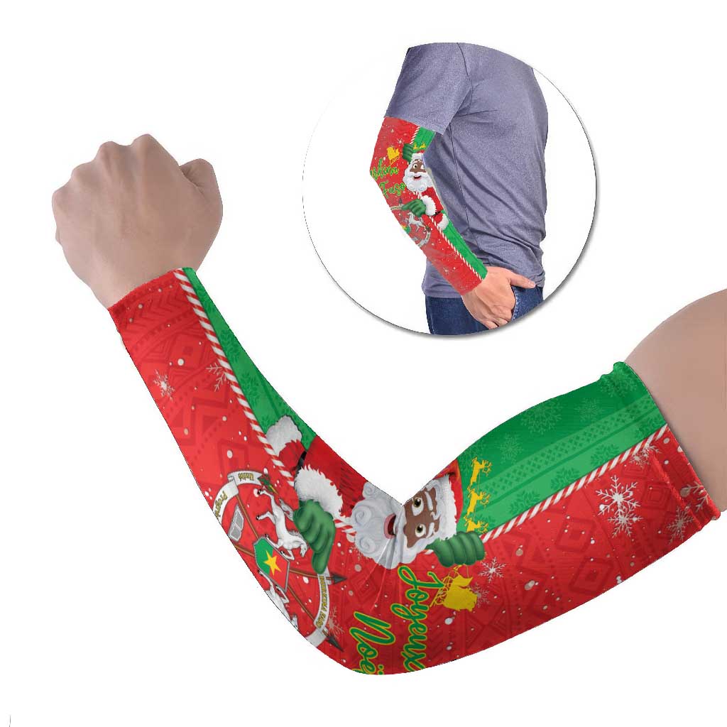 Burkina Faso Christmas Arm Sleeves Black Santa Joyeux Noel - Wonder Print Shop