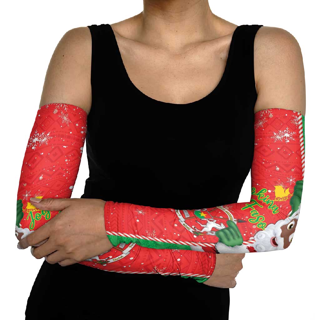 Burkina Faso Christmas Arm Sleeves Black Santa Joyeux Noel - Wonder Print Shop
