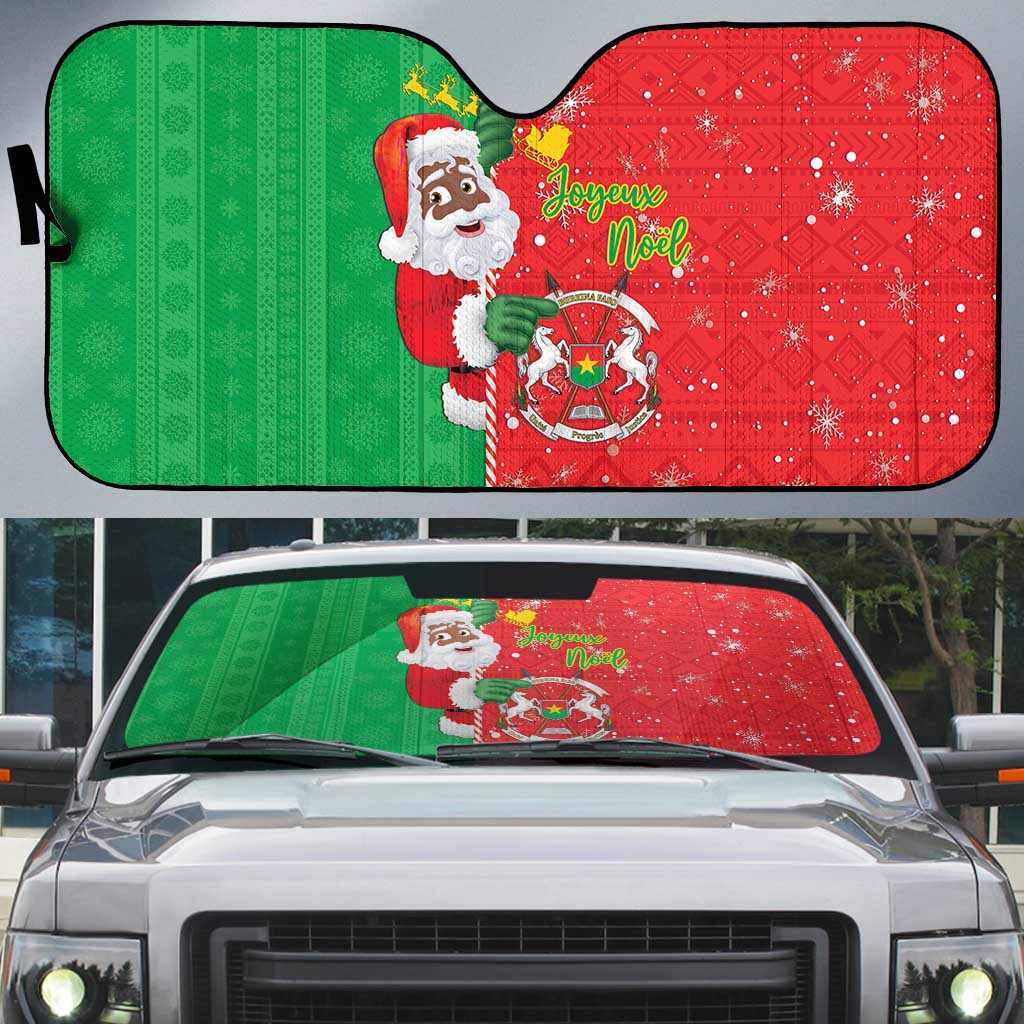 Burkina Faso Christmas Auto Sun Shade Black Santa Joyeux Noel - Wonder Print Shop