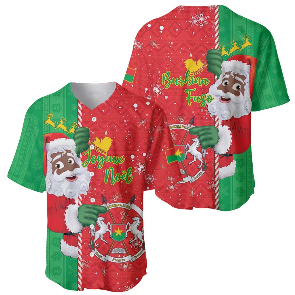 Burkina Faso Christmas Baseball Jersey Black Santa Joyeux Noel - Wonder Print Shop