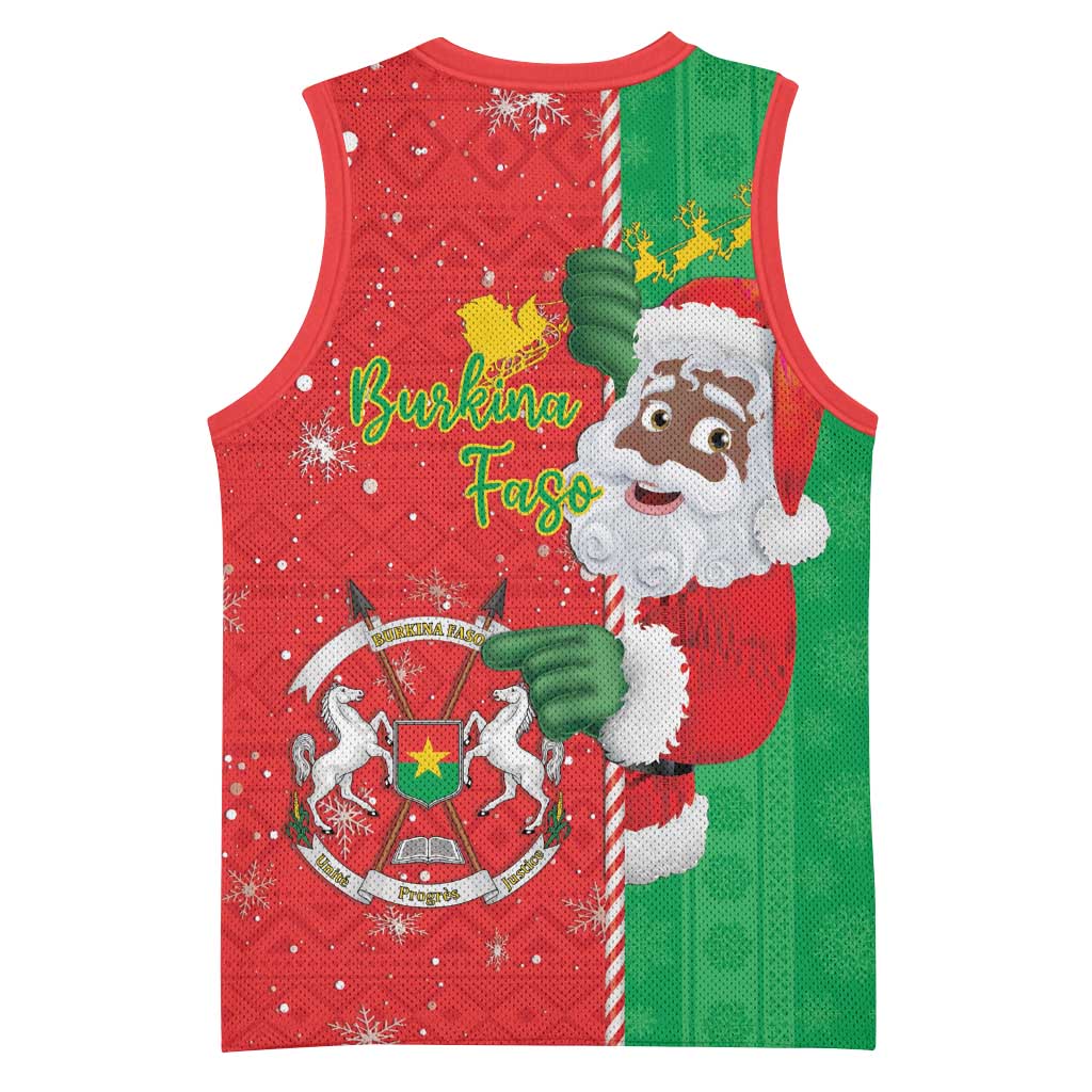 Burkina Faso Christmas Basketball Jersey Black Santa Joyeux Noel - Wonder Print Shop