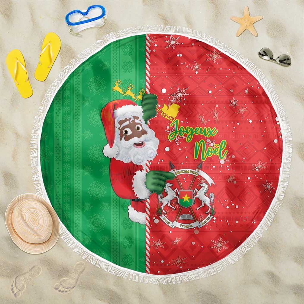 Burkina Faso Christmas Beach Blanket Black Santa Joyeux Noel - Wonder Print Shop