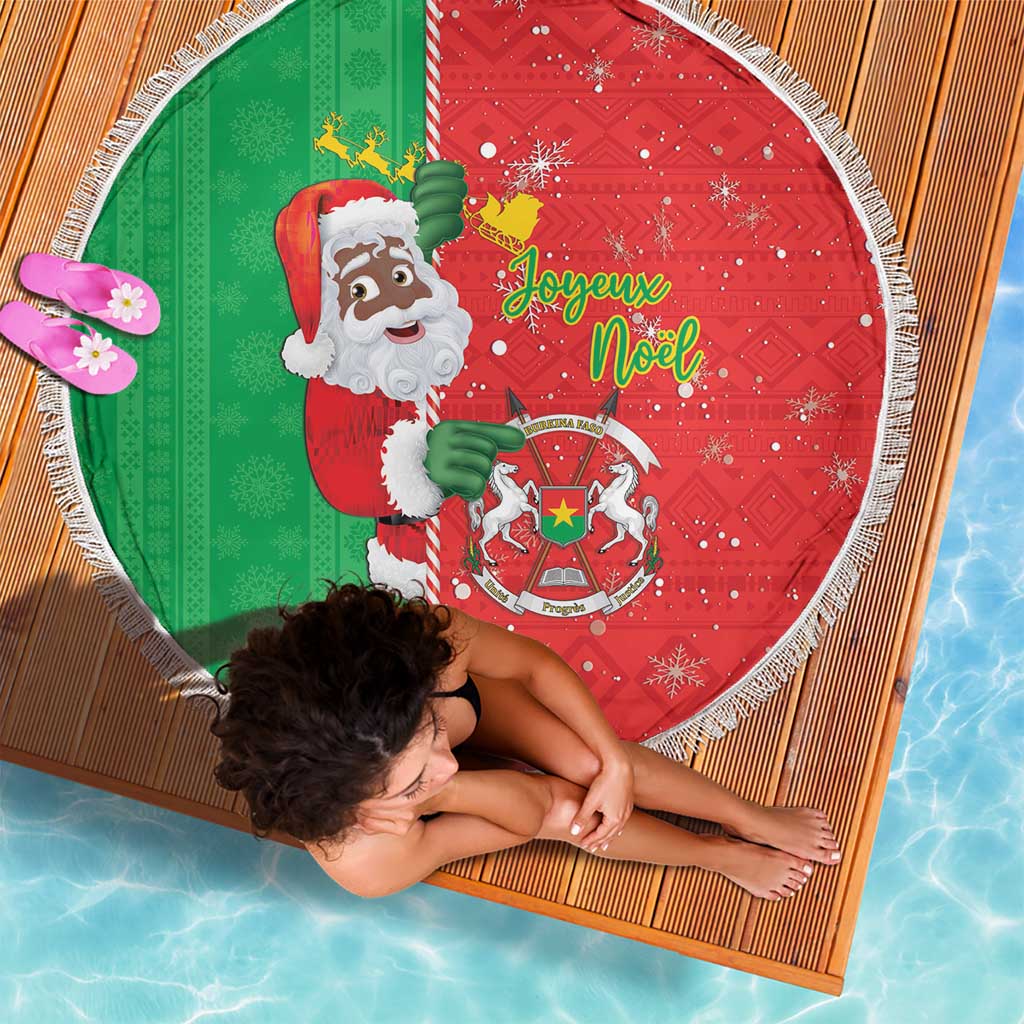Burkina Faso Christmas Beach Blanket Black Santa Joyeux Noel - Wonder Print Shop