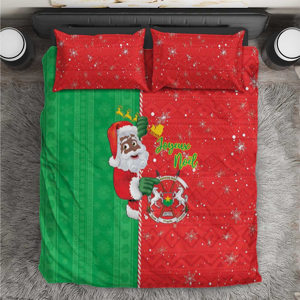 Burkina Faso Christmas Bedding Set Black Santa Joyeux Noel - Wonder Print Shop