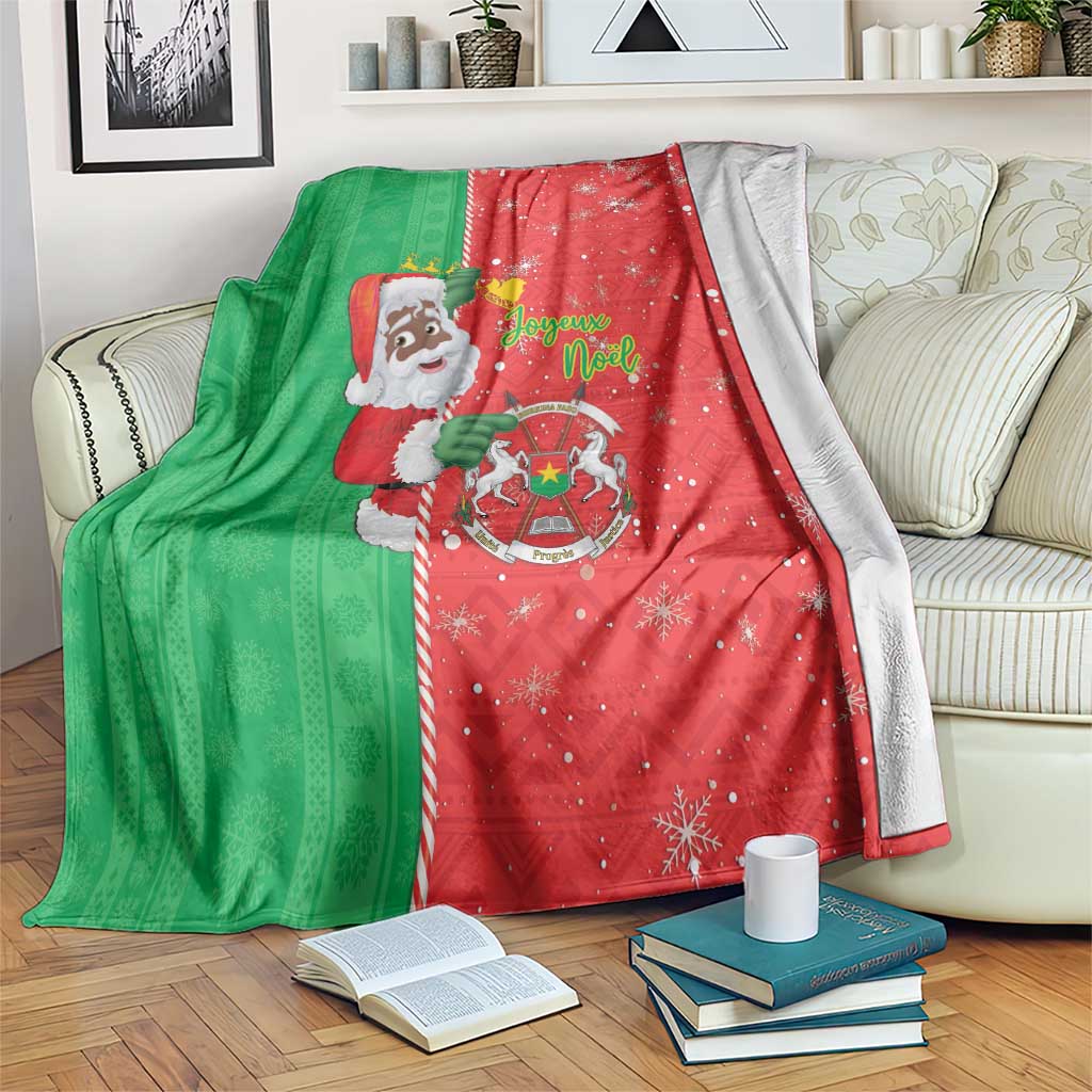 Burkina Faso Christmas Blanket Black Santa Joyeux Noel - Wonder Print Shop