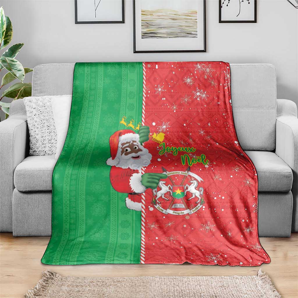 Burkina Faso Christmas Blanket Black Santa Joyeux Noel - Wonder Print Shop