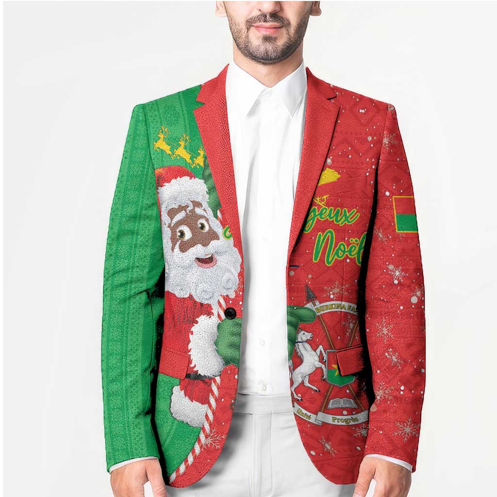 Burkina Faso Christmas Blazer Black Santa Joyeux Noel - Wonder Print Shop