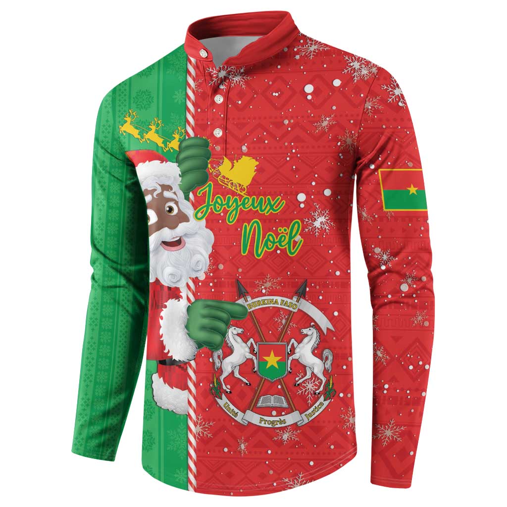 Burkina Faso Christmas Button Sweatshirt Black Santa Joyeux Noel - Wonder Print Shop