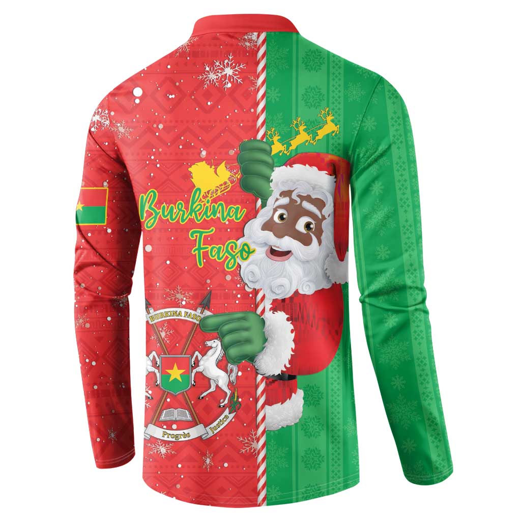 Burkina Faso Christmas Button Sweatshirt Black Santa Joyeux Noel - Wonder Print Shop