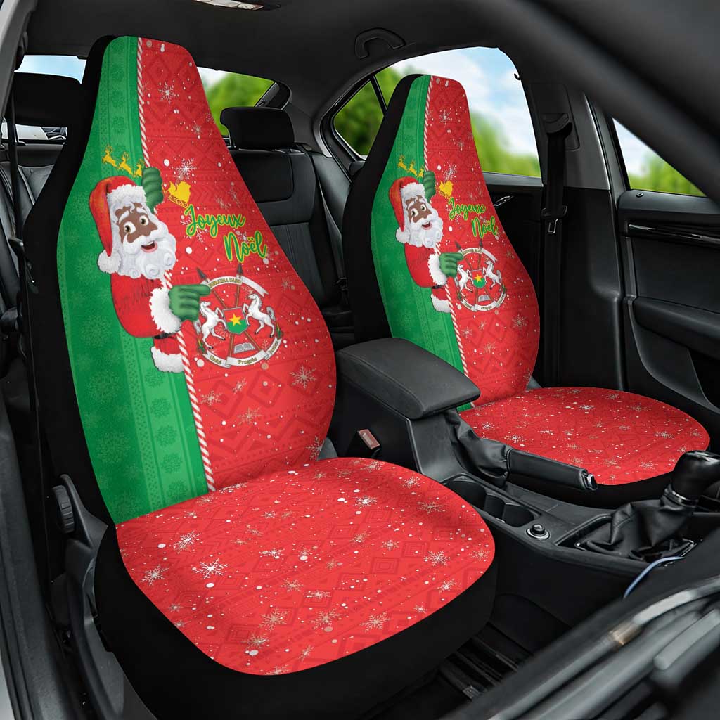 Burkina Faso Christmas Car Seat Cover Black Santa Joyeux Noel - Wonder Print Shop