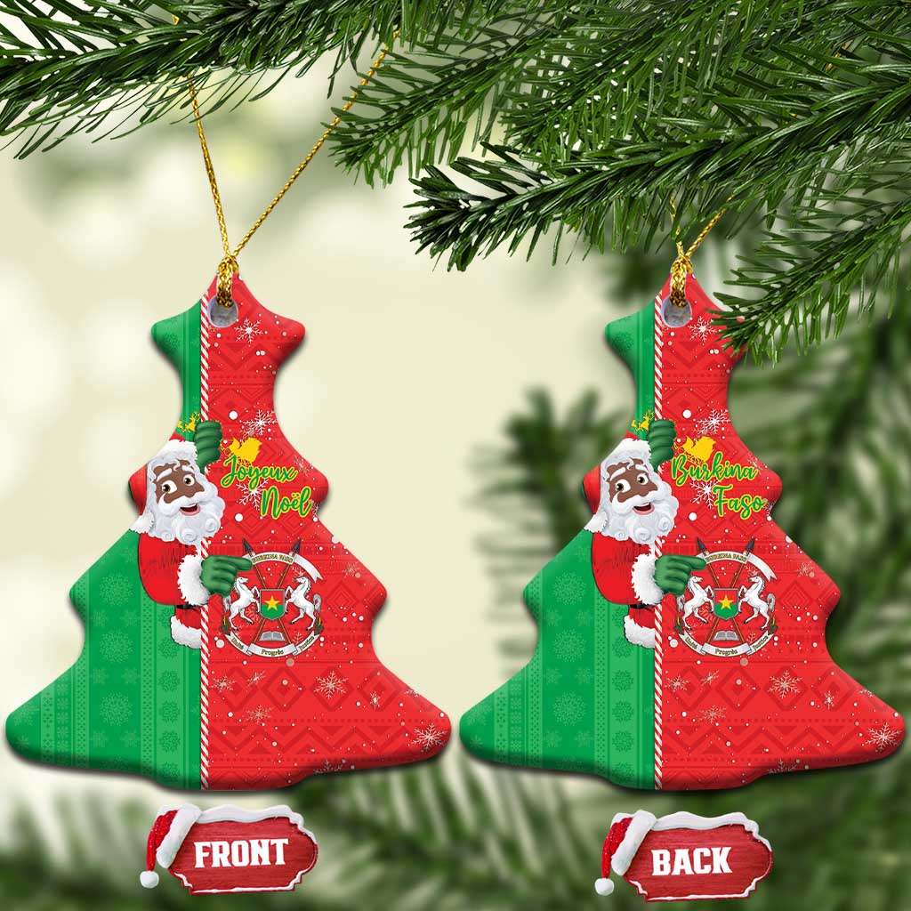 Burkina Faso Christmas Ceramic Ornament Black Santa Joyeux Noel - Wonder Print Shop