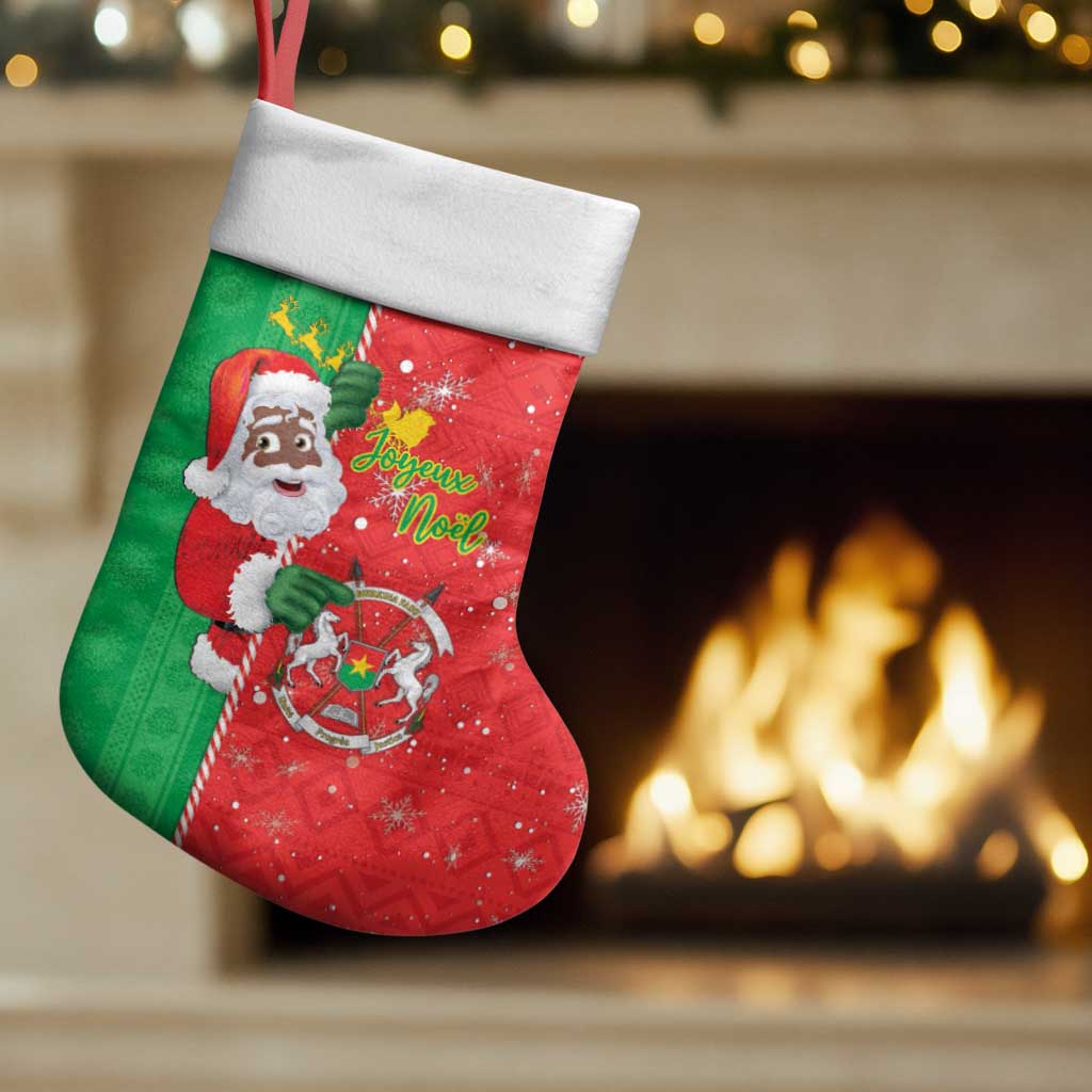 Burkina Faso Christmas Stocking Black Santa Joyeux Noel - Wonder Print Shop