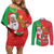 Burkina Faso Christmas Couples Matching Off Shoulder Short Dress and Long Sleeve Button Shirt Black Santa Joyeux Noel - Wonder Print Shop